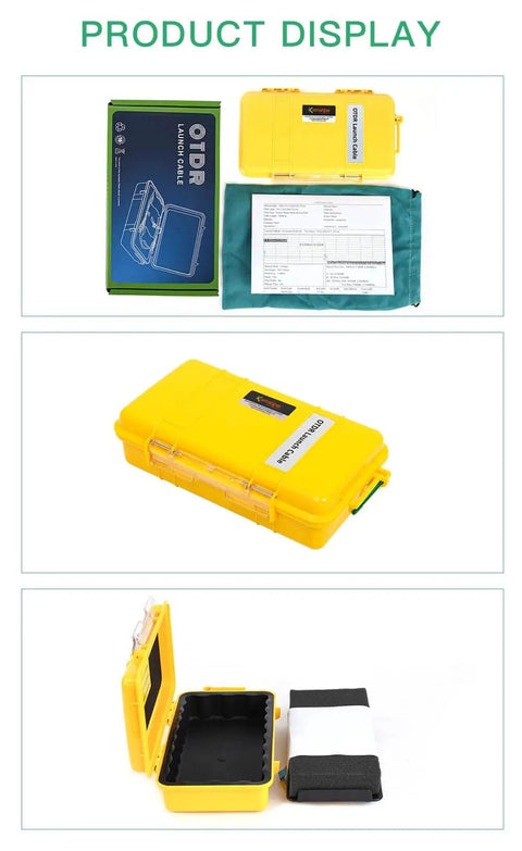 OTDR Extension Cable 500m Kit With SC APC And LC APC Connectors Single Mode shown with packaging and protective case