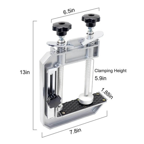 45 Degree Stone Mitre Clamp For Countertop Seam Splicing, 32 By 20 Cm Benchtop Angle Clamp, front view with dimensions shown