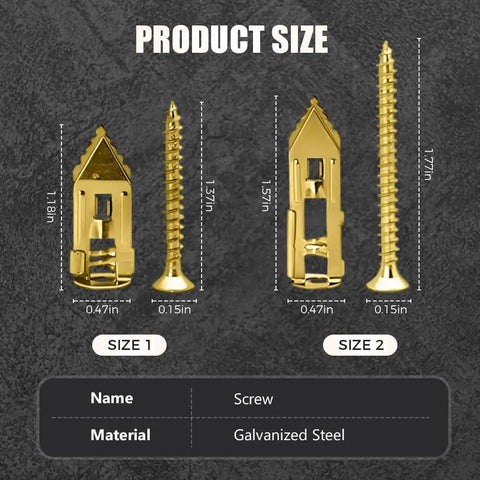 Self Drilling Drywall Anchors With Screws Kit Upgraded Heavy Duty No Drill Wall Drywall Grip Expansion Anchors, product sizes shown