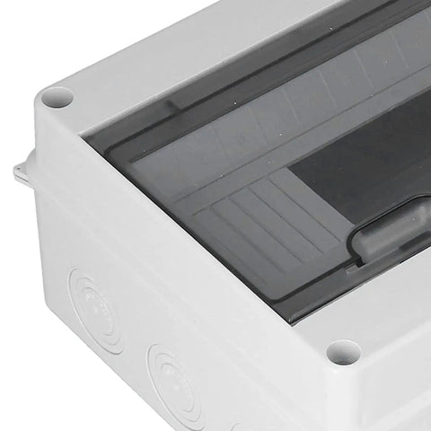Close-up of Rugged Weatherproof Junction Box With Transparent Cover IP65 Sealed Electrical Enclosure for Outdoor Panels
