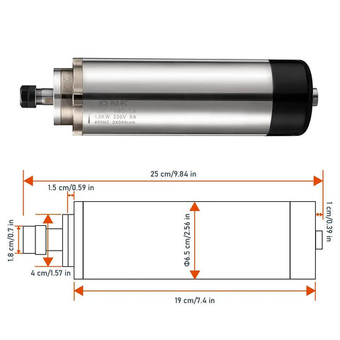 CNC Spindle Motor Kit One Point Five Kilowatt 220V Air Cooled Spindle With VFD Inverter 400Hz 24000RPM ER11 Collet Set