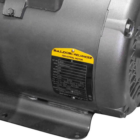 7.5 HP Electric Motor For Compressors, 1725 RPM, 208-230V 31A, NEMA 215T, motor label close-up