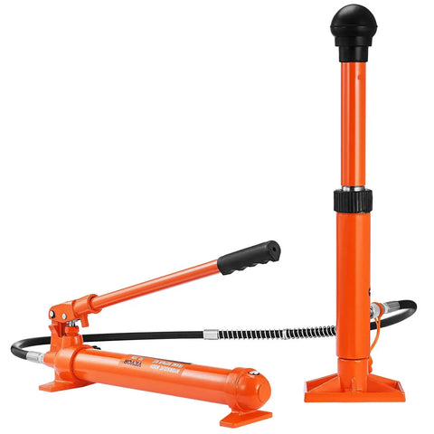 10 Ton Porta Power Hydraulic Kit With Pump 4.6 Ft Hose Bent Frame Repair Tool, orange pump and hose visible