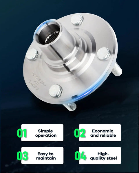 Front Wheel Bearing And Hub Assembly Fits Toyota Corolla 1988 2002 Chevrolet Prizm 1998 2002 Geo Prizm 1993 1997 4 Lug Front Hub No ABS OE 518507 Replacement Two Piece Set Ready To Roll silver metal part against dark background