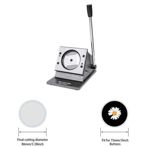 3 Inch Badge Button Maker Die Cutter For Circle Graphics With Easy Accurate Positioning, Heavy Duty Metal Base And Sharp Steel Blade