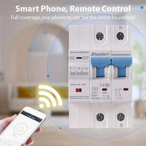 Two Pole WiFi Smart Circuit Breaker for Home Use 100A 220V Energy Monitor Switch with App Remote Control installed view