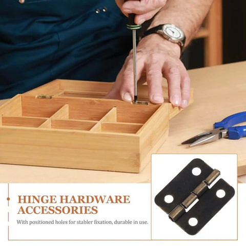 Person installing 1:12 Scale Miniature Bronze Hinges Set Of 20 With 80 Screws For Dollhouse Furniture Cabinet Closet DIY Projects