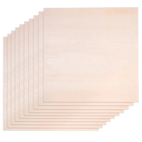 Basswood Sheets for Crafts 10 Pack 12 X 12 X 1 16th Inch 1.5mm Thick Warp Free Smooth Surfaces Great for Laser Cutting Wood Burning Architectural Models Staining Drawing and Everyday DIY Projects
