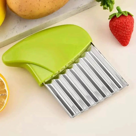 Two Pack Crinkle Cutting Tool With Stainless Steel Wavy Blade And Green Handle For Potatoes Carrots Cucumbers And Other Veggies A Durable Ergonomic Kitchen Slicer That Creates Professional Looking Crinkle Cuts Every Time.