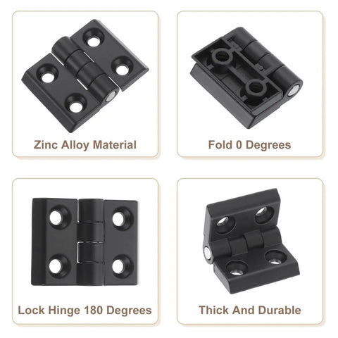 Mini Folding Hinges for Small Cabinets and Wooden Boxes 4 Pack Zinc Alloy 180 Degree Black Uxcell 43mm by 58mm 7mm Thick Adjustable Hinges