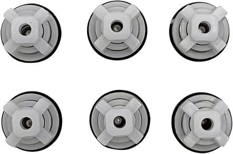 Six white plastic valve components for Simpson Cleaning 7104223 pressure washer pump replacement kit