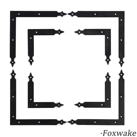 Barn Door Corner Bracket Set 7 Point 7 Inch Matte Black Rustic L Brackets For Sliding Doors Garage Farmhouse Decor Mirror Frames Garden Gates 4 Pack With Screws Heavy Duty Built To Last displayed in a square layout