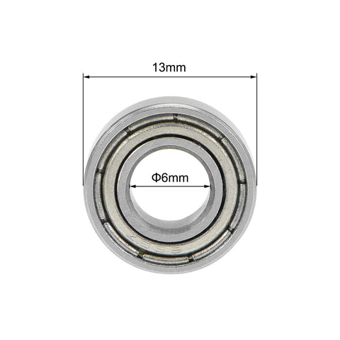 Uxcell 686ZZ deep groove ball bearing, 6 mm bore, 13 mm outer diameter, 5 mm width, double shielded, carbon steel.