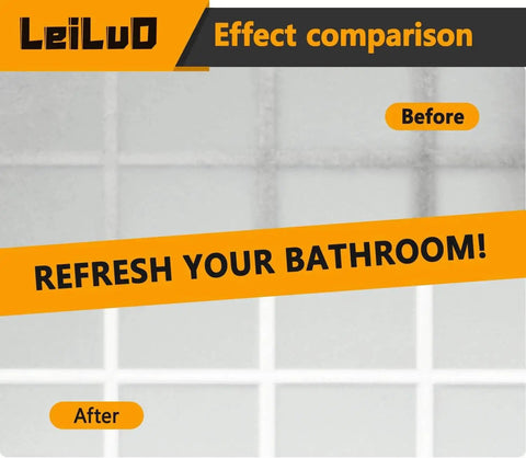 Before and after comparison of tile grout cleaning showing visible difference in grout lines.