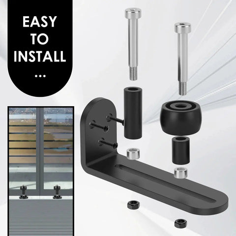6 Pack Sliding Barn Door Floor Guide Heavy Duty Carbon Steel Adjustable Roller Bottom Guide For Double Barn Doors Easy Install Hardware Kit With Screws For Bathroom Kitchen Closet Bedroom, parts displayed