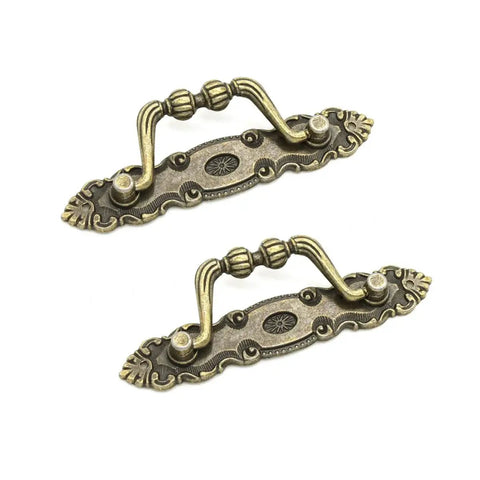 Bronze Drawer Pulls Set of Six 105mm Length Vintage Style Cabinet Handles for Dresser Box Furniture Metal Hardware with Screws