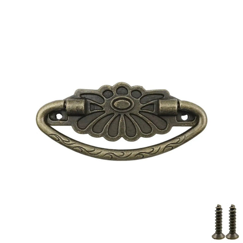 Four Antique Bronze Drop Swing Drawer Pulls With Screws Drop Bail Handles for cabinets and drawers, vintage zinc alloy, European style, 75x29mm