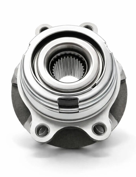 Front view of the Beef Up Your Nissan Altima With This Front Wheel Bearing Hub Assembly 2.5L 29-Spline 5-Lug Front Hub For 2007 To 2013 Sedans And S Coupe With 2 Year 36,000 Mile Limited Coverage