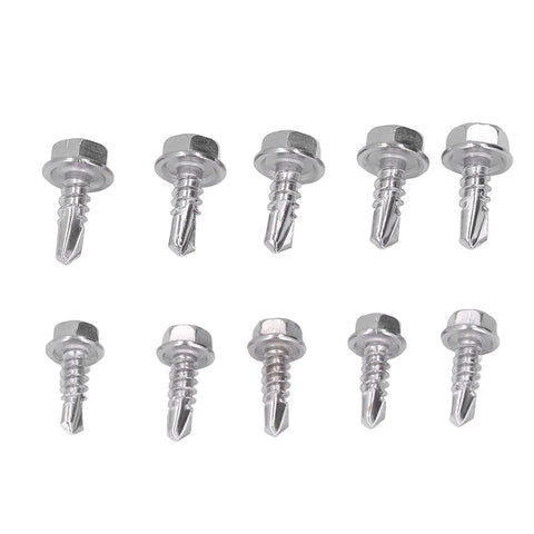 Self Drilling Screws Hex Head Stainless Steel 100 Pcs Set 4.2x13mm And 4.8x13mm Heavy Duty Fasteners for Metal and Wood Applications