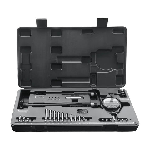 Digital Bore Gauge Set With LCD Dial Indicator For Engines, 6 Inch Depth, Measuring Range 0.7 To 6 Inches, 0.0005 Inch Precision, 23 Anvils, Pro Grade Ultra Precise Engine Cylinder Measurement Tool For Pros in case.