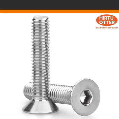 Flat Head Socket Cap Screws Set M3 x 8mm 80 Pcs, DIN 7991, 304 Stainless Steel, Fully Threaded Countersunk Bolts With Bright Finish