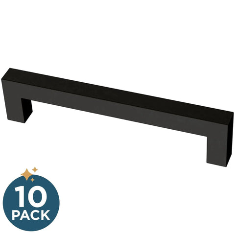 Matte Black Cabinet Handles 5-1/16 Inch Center To Center 128mm 10 Pack Modern Drawer Pulls For Kitchen Cabinets Doors And Dressers