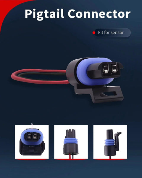 Engine Coolant Temperature Sensor ECT Water Temperature Sensor For Chevy Silverado GMC Sierra C K 1500 2500 3500 With Connector By VEHICODE showing pigtail connector