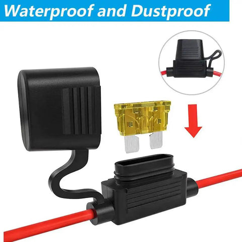 12 Gauge Inline Fuse Holder Kit For Automotive Wiring Waterproof ATC ATO Blade Fuse Holders with 6 units and 55 fuses shown in use
