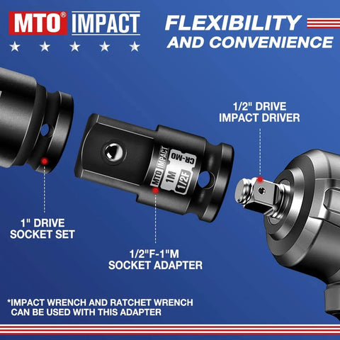 Half Inch To One Inch Impact Socket Adapter For Wrenches And Ratchets Converts Half Inch Drive To One Inch Drive Chrome Molybdenum