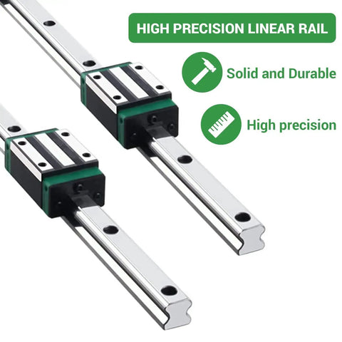 Two Pack HGR20 900mm Linear Guide Rails With Four HGH20CA Carriage Blocks for DIY CNC routers and mills, shown with bolts.
