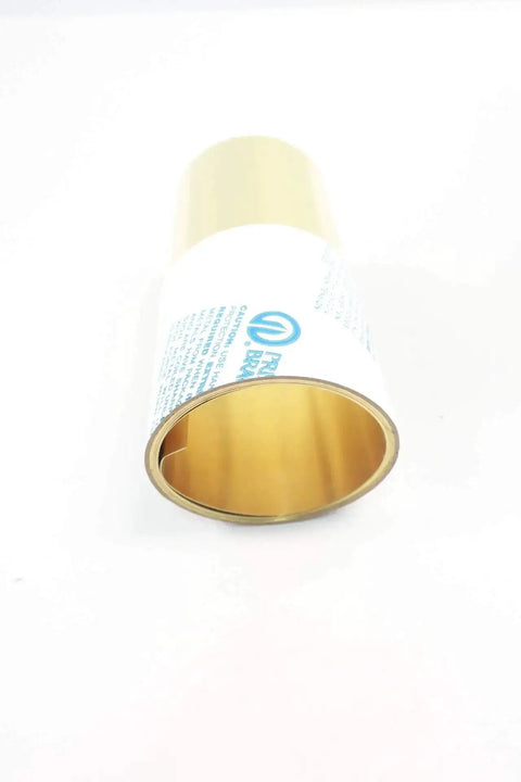 Brass Shim Stock Roll 6 Inch By 100 Inch 0.010 Inch Gauge Model 17415 for DIY metalworking, view of roll end.