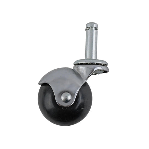 2-Inch Office Chair Caster With Soft Black Rubber Ball, Chrome Hooded Swivel, Double Ball Bearing, Grip Ring Stem 7/16-Inch By 1-7/16-Inch