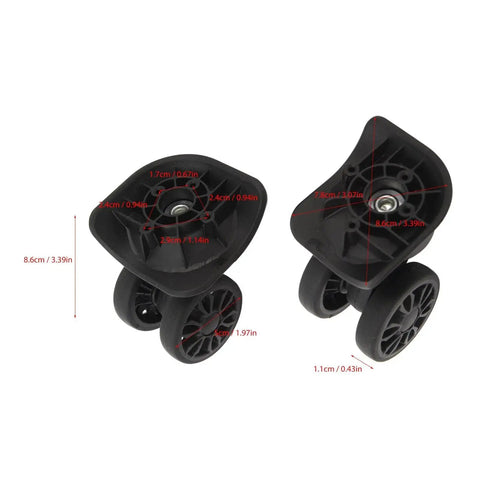 Luggage Wheel Replacement Set Of 2 Easy To Install Suitcase Caster Wheels For Repairing Worn Out Casters ABS Material