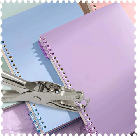 One Eighth Inch Hole Puncher 3mm Metal Paper Punch Tiny Circle Single Hole Punch Tool on pastel notebooks