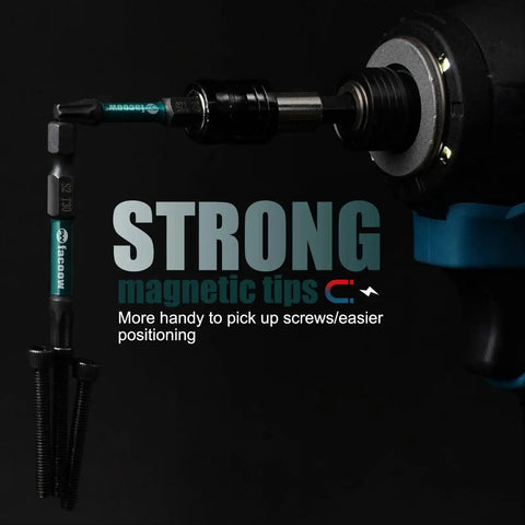 Impact Torx Bit Set 26 Piece Heavy Duty With S2 Steel Magnetic Bits shown with drill demonstrating magnetic tip strength