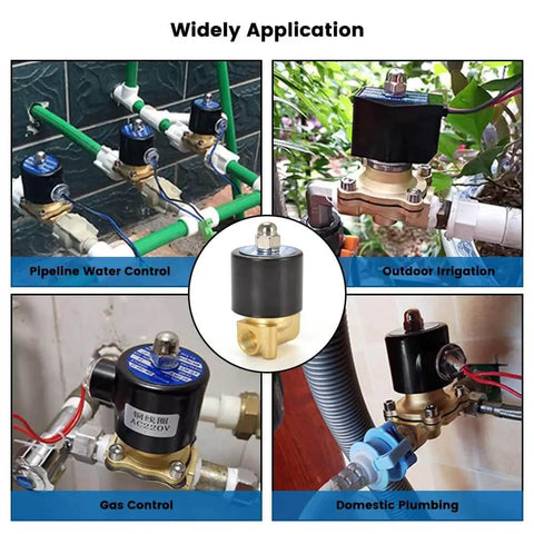 Brass Electric Solenoid Valve 12V Quarter Inch Port Normally Closed For Water Air Gas Fuel Oil applications images collage