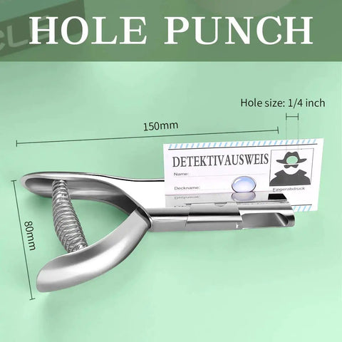 Heavy Duty 1/4 Inch Hole Punch With 2 Inch Deep Throat For Paper ID Cards PVC Tags And Plastic Cardboard, side view