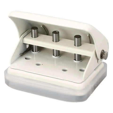 3 Hole Puncher For A7 And A4 Paper, Handheld Office Punch, Up To 5 Sheets Of 70G, 19Mm Hole Spacing With Locating Columns, All Metal Body