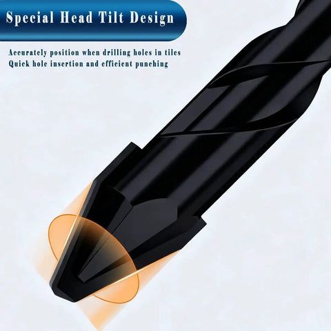 10 Piece One Quarter Inch Black Ceramic Tile Drill Bit Set With 6mm Shank Eccentric Head For Glass Marble Ceramic Tile Concrete Metal Plastic Brick And More close-up