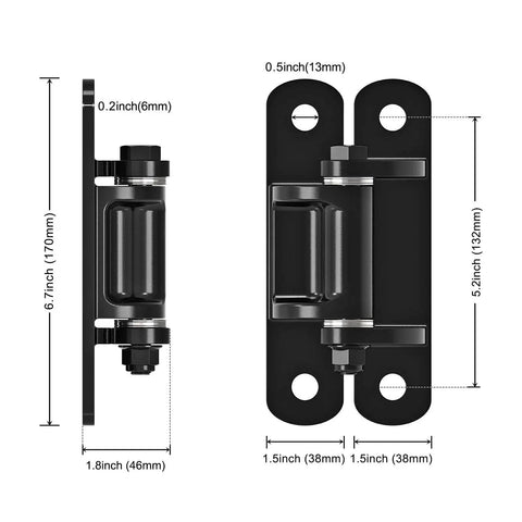 Heavy Duty Gate Hinges Set For Large Fences And Driveway Gates 6.7 Inch 1100 Lb Capacity Per Pair Four Pack Of Steel Hinges With Bearings And Rust Proof E Coating Bolt On Low Profile Anti Sag Design For Smooth Operation dimensions
