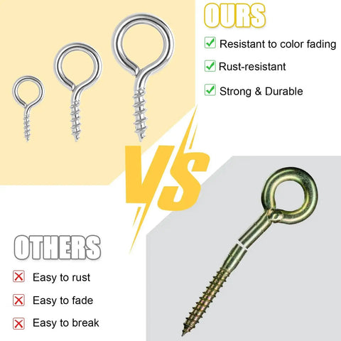 Comparison of Three Styles Mini Screw Eye Pins Set 720 Pcs Silver Eye Screws for DIY Crafts and others showing durability differences