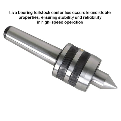 Heavy Duty Live Bearing Tailstock Center MT4 Triple Morse Taper 60 Degree Point For CNC Lathe Work, 3000 RPM, 0.0004 Concentricity