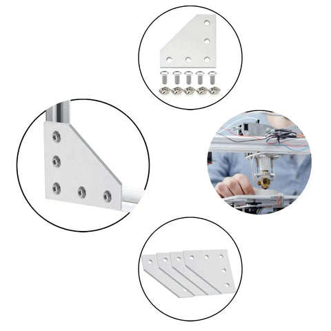 Sturdy 3030 Corner Bracket L Shape Connector Kit For Aluminum Extrusion Profiles With 50 T Nuts 50 Hex Screws And 1 Wrench Five Hole Joint Plate