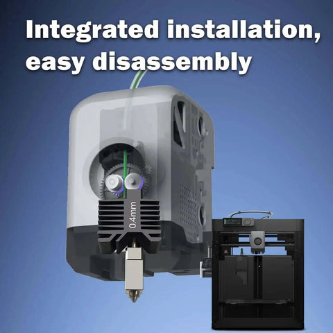 Leak Proof 0.4mm Ceramic Hotend Printhead Kit for P1P P1S 3D Printer showing integrated installation and disassembly view.