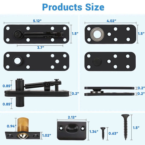 Stainless Steel Hidden Door Hinge Pivot dimensions for secret rooms and concealed bookcase, heavy-duty hardware details.