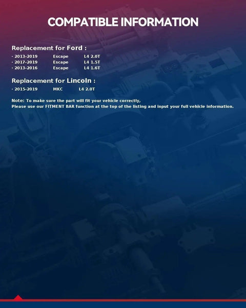 Image showing compatibility information for Electric Fuel Pump Module Assembly For Ford Escape 1.6L, 2.0L, 1.5L and Lincoln MKC.