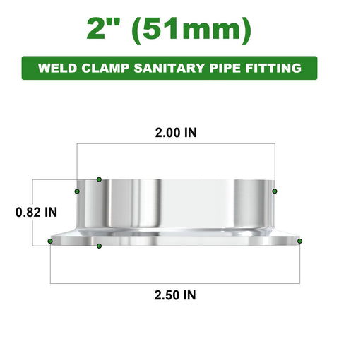 TAISHER 10pcs 2 in tri-clamp sanitary fittings, 304 stainless steel with silicone gaskets