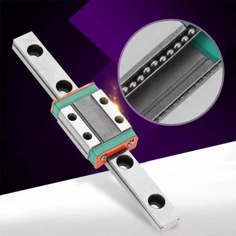 9mm Linear Rail Kit With Mini Bearing Steel Rail And Slide Block 95mm Length, detailed view of ball retainer and rail
