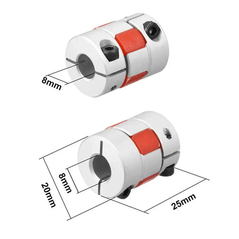 Two Pack 8mm To 8mm Shaft Couplings Flexible Servo Stepped Motor Joint With Damping For Misalignment And Vibration Reduction