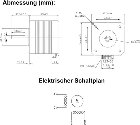 Technical diagram of Upgraded TB6600 Stepper Driver Kit With Nema 17 HS4401S Motor For CNC Machines Engraving And 3D Printers